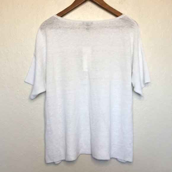 Eileen Fisher Organic Linen Bateau Neck Box Sweater Top - Picture 4 of 7